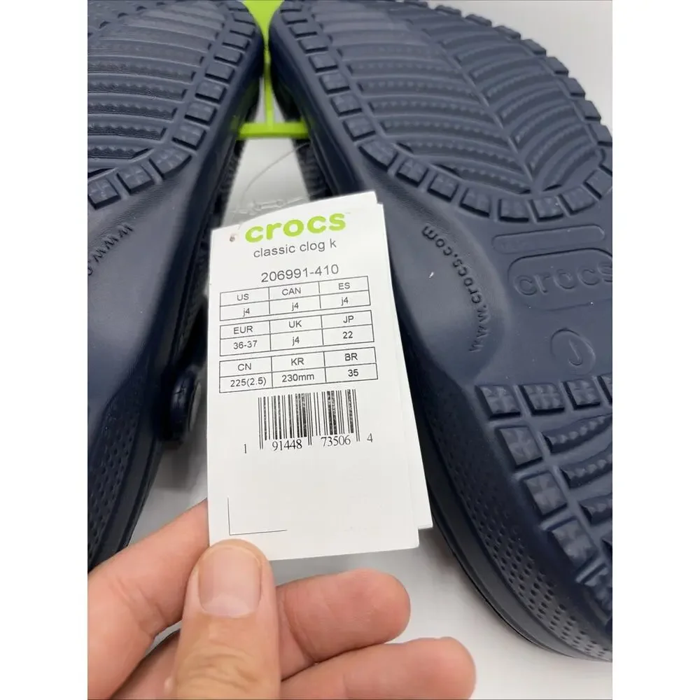 Crocs Blue Kids Classic Clog 206991 Size J4 Youth 4 Slip On NWT w 4 Jibbitz